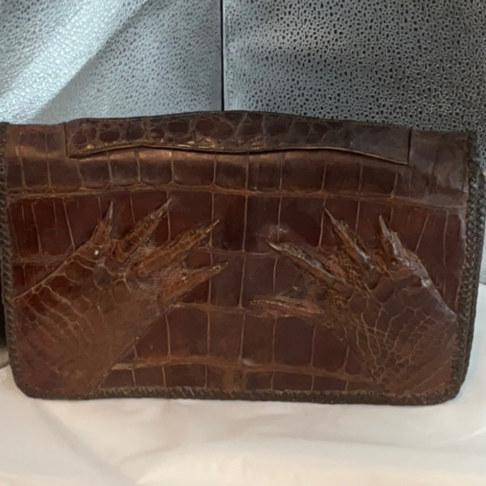 Vintage 50s Alligator Leather Bag - Picture 1 of 4